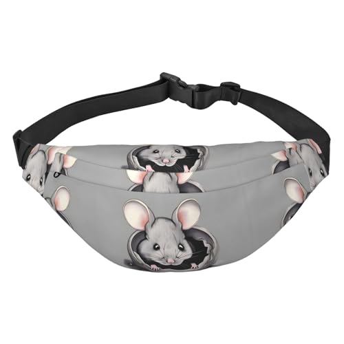 Graue Ratte Reise-Hüfttasche, geeignet für Sport, Laufen, Radfahren, Reisen, Angeln, Jungen, große Crossbody-Hüfttasche von WZYCWB