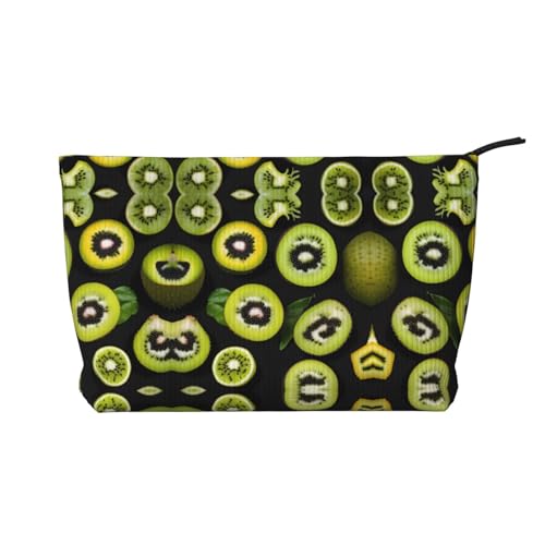Green Kiwi Damen-Kosmetiktasche, tragbar, mit Reißverschluss, geeignet für Reisen und die tägliche Aufbewahrung von Kosmetika, Schwarz, Einheitsgröße von WZYCWB