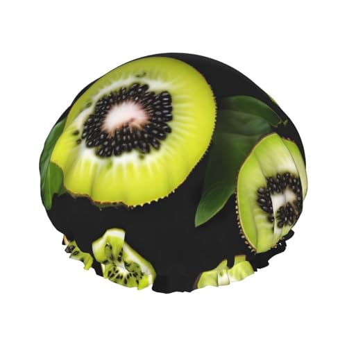 Grüne Kiwi Doppelschichtige Damen-Duschhaube, wiederverwendbar, großes Design, geeignet für alle Haarlängen, geeignet für Mädchen, Spa und Heimsalon. von WZYCWB