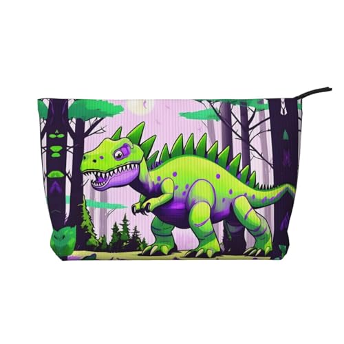 Grüner Dinosaurier-Damen-Kosmetiktasche, tragbare Geldbörse mit Reißverschluss, geeignet für Reisen und die tägliche Aufbewahrung von Kosmetika von WZYCWB