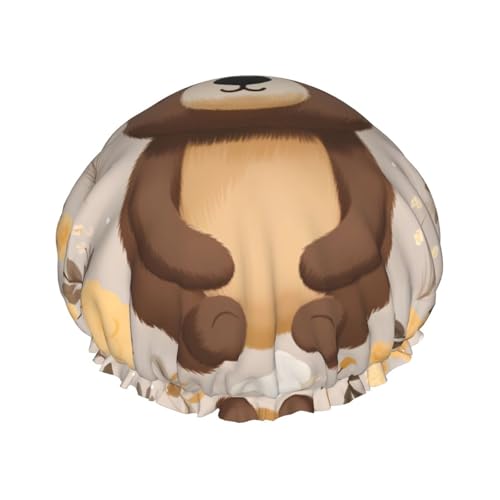 Happy Bear Doppelschichtige Damen-Duschhaube, wiederverwendbar, großes Design, geeignet für alle Haarlängen, geeignet für Mädchen, Spa und Heimsalon. von WZYCWB