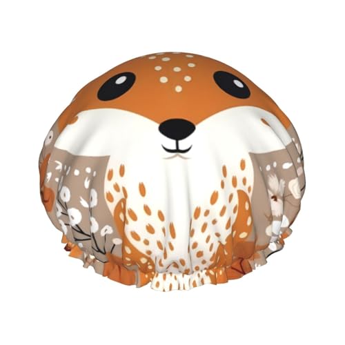Happy Fox Doppelschichtige Damen-Duschhaube, wiederverwendbar, großes Design, geeignet für alle Haarlängen, geeignet für Mädchen, Spa und Heimsalon. von WZYCWB