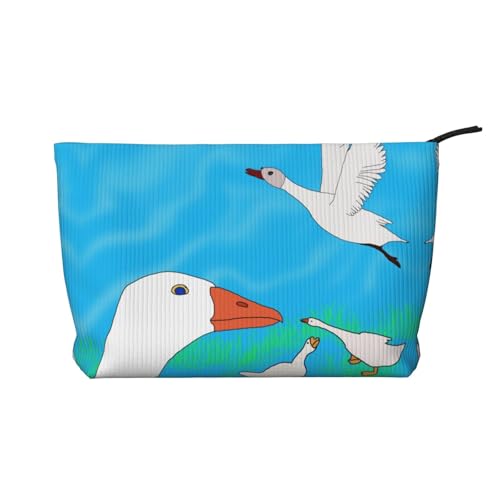 Happy White Goose Damen-Kosmetiktasche, tragbar, mit Reißverschluss, geeignet für Reisen und die tägliche Aufbewahrung von Kosmetika, Schwarz, Einheitsgröße Happy White Goose Damen-Kosmetiktasche, tragbar, mit Reißverschluss, geeignet für Reisen und die tägliche Aufbewahrung von Kosmetika, Schwarz, Einheitsgröße von WZYCWB