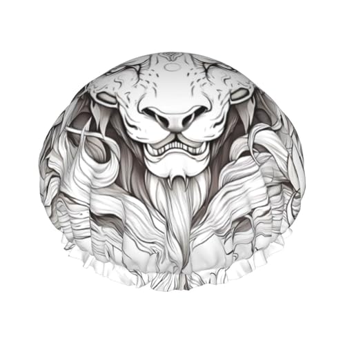 Head of the Beast Doppelschichtige Damen-Duschhaube, wiederverwendbar, großes Design, geeignet für alle Haarlängen, geeignet für Mädchen, Spa und Heimsalon. von WZYCWB