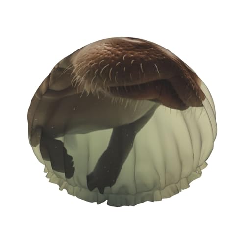 Hippo Doppelschichtige Damen-Duschhaube, wiederverwendbar, großes Design, geeignet für alle Haarlängen, geeignet für Mädchen, Spa und Heimsalon. von WZYCWB