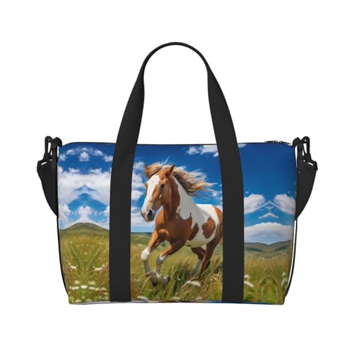 Horses on the Prairie Damen Handheld Crossbody Reisetasche Casual Handtasche mit Reißverschluss Geeignet für Arbeit Reisen Fitness Reisen Schwarz Einheitsgröße Horses on the Prairie Damen Handheld Crossbody Reisetasche Casual Handtasche mit Reißverschluss Geeignet für Arbeit Reisen Fitness Reisen Schwarz Einheitsgröße von WZYCWB