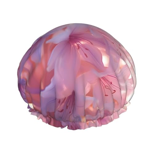 Hyazinthenbusch Doppellagige Damen-Duschhaube, wiederverwendbar, großes Design, geeignet für alle Haarlängen, geeignet für Mädchen, Spa und Heimsalon. von WZYCWB