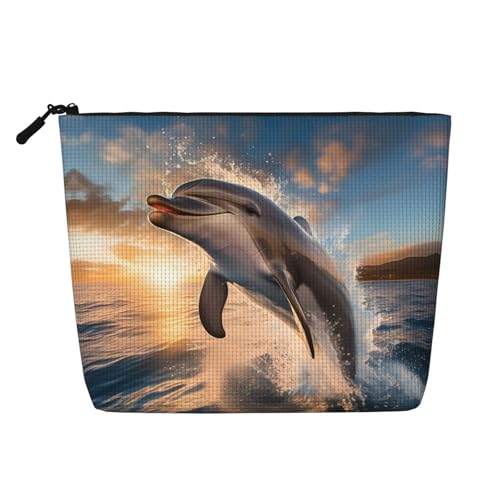 Jumping Dolphin Damen Kultur- und Kosmetiktasche, Unisex-Kulturbeutel, Aufbewahrungstasche für Körperpflege Jumping Dolphin Damen Kultur- und Kosmetiktasche, Unisex-Kulturbeutel, Aufbewahrungstasche für Körperpflege von WZYCWB