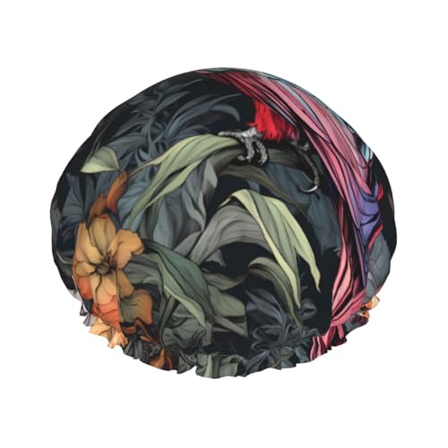 Kolibri der Raubtier Doppellagige Damen-Duschhaube, wiederverwendbar, großes Design, geeignet für alle Haarlängen, geeignet für Mädchen, Spa und Heimsalon. von WZYCWB