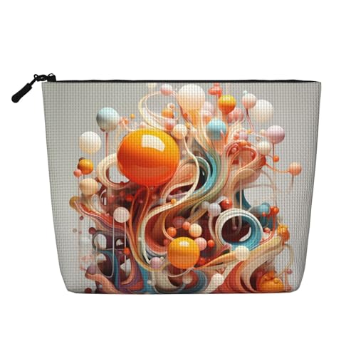 Kultur- und Kosmetiktasche für Damen, 3D-Motiv bunte Wirbel und Bälle, Unisex-Kulturbeutel, Körperpflege-Aufbewahrungstasche, Schwarz, Einheitsgröße Kultur- und Kosmetiktasche für Damen, 3D-Motiv bunte Wirbel und Bälle, Unisex-Kulturbeutel, Körperpflege-Aufbewahrungstasche, Schwarz, Einheitsgröße von WZYCWB