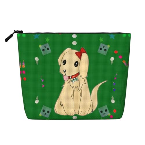 Kultur- und Kosmetiktasche für Damen, Cartoon-Hund auf Gras, Unisex-Kulturbeutel, Aufbewahrungstasche für Körperpflege von WZYCWB