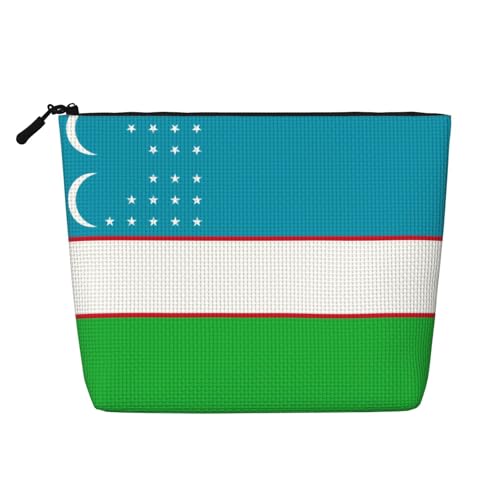Kultur- und Kosmetiktasche für Damen, Motiv: Flagge der Republik Usbekistan, Unisex-Kulturbeutel, Aufbewahrungstasche für Körperpflege von WZYCWB