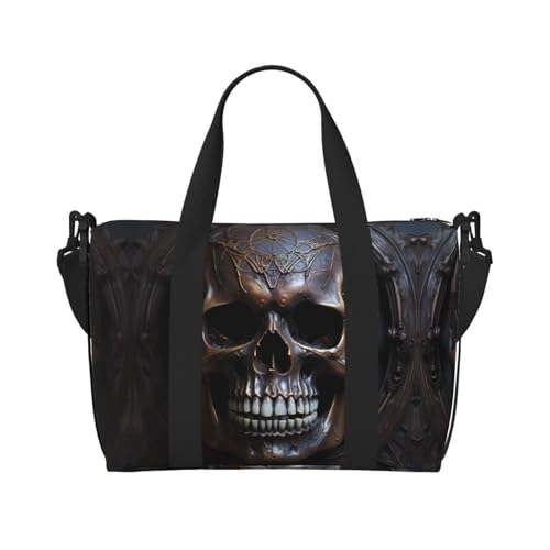 Kupferfarbener Totenkopf-Damen-Umhängetasche, Umhängetasche, lässige Handtasche mit Reißverschluss, geeignet für Arbeit, Reisen, Fitness, Reisen Kupferfarbener Totenkopf-Damen-Umhängetasche, Umhängetasche, lässige Handtasche mit Reißverschluss, geeignet für Arbeit, Reisen, Fitness, Reisen von WZYCWB