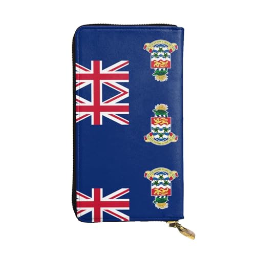 Lange Geldbörse aus Leder mit Flagge der Kaimaninseln (19,1 x 10,4 cm), extra großes Multifunktionsfach, tolles Geschenk von WZYCWB
