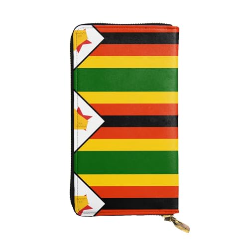 Lange Geldbörse aus Leder mit Flagge von Simbabwe, 19,1 x 10,4 cm, extra großes Multifunktionsfach, tolles Geschenk von WZYCWB