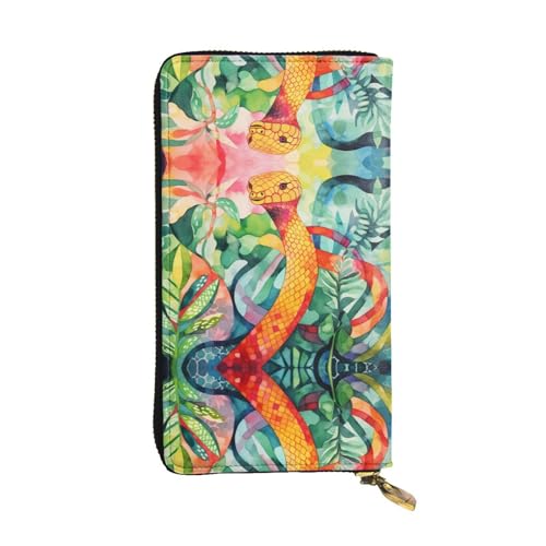 Lange Geldbörse aus Leder mit Ölgemälde einer Schlange, 19,1 x 10,4 cm, extra großes Multifunktionsfach, tolles Geschenk von WZYCWB