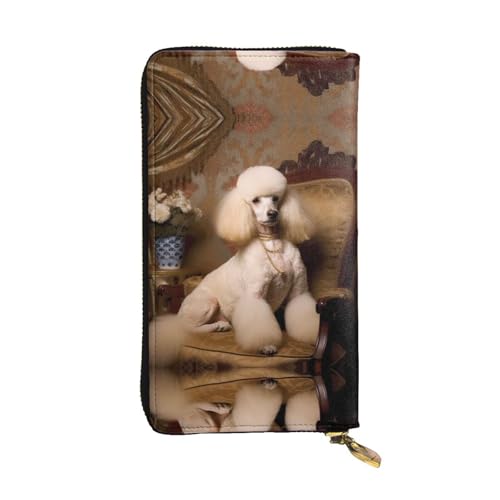 Lange Geldbörse aus Leder mit Pudelmuster, 19,1 x 10,4 cm, extra großes Multifunktionsfach, tolles Geschenk von WZYCWB