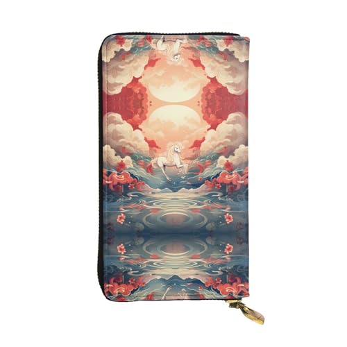 Lange Geldbörse aus Leder mit Springpferd-Motiv, 19,1 x 10,4 cm, extra großes Multifunktionsfach, tolles Geschenk von WZYCWB