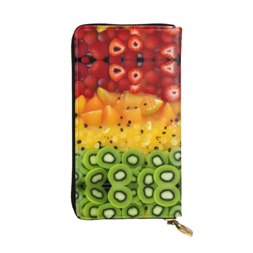 Lange Geldbörse aus Leder mit frischem Obstmuster (19,1 x 10,4 cm), extra großes Multifunktionsfach, tolles Geschenk von WZYCWB