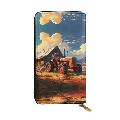 Langes Portemonnaie aus Leder, Motiv: Bauernhof, Motiv: Traktor, 19,1 x 10,4 cm, extra großes Multifunktionsfach, tolles Geschenk von WZYCWB