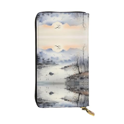 Langes Portemonnaie aus Leder im Querformat (19,1 x 10,4 cm), extra großes Multifunktionsfach, tolles Geschenk von WZYCWB