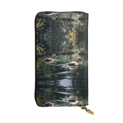 Langes Portemonnaie aus Leder mit Entchenmuster, 19,1 x 10,4 cm, extra großes Multifunktionsfach, tolles Geschenk von WZYCWB