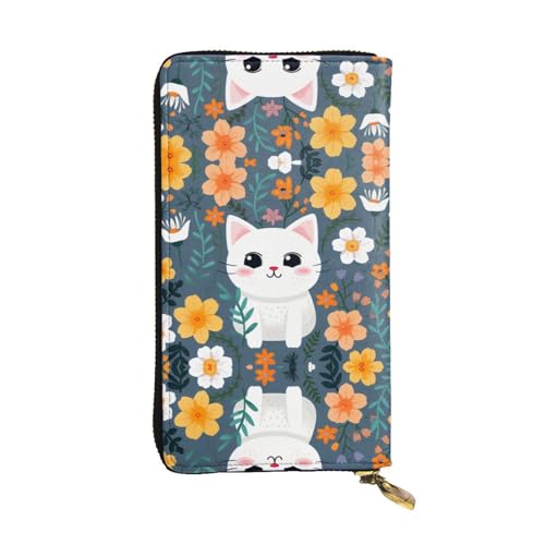 Langes Portemonnaie aus Leder mit Kätzchen-Aufklebern, 19,1 x 10,4 cm, extra großes Multifunktionsfach, tolles Geschenk von WZYCWB