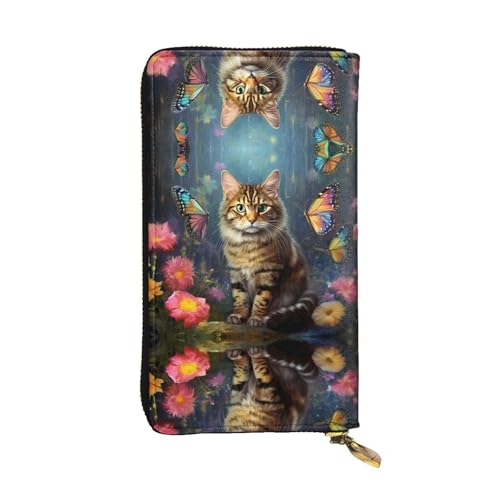 Langes Portemonnaie aus Leder mit Kätzchenmuster, 19,1 x 10,4 cm, extra großes Multifunktionsfach, tolles Geschenk von WZYCWB