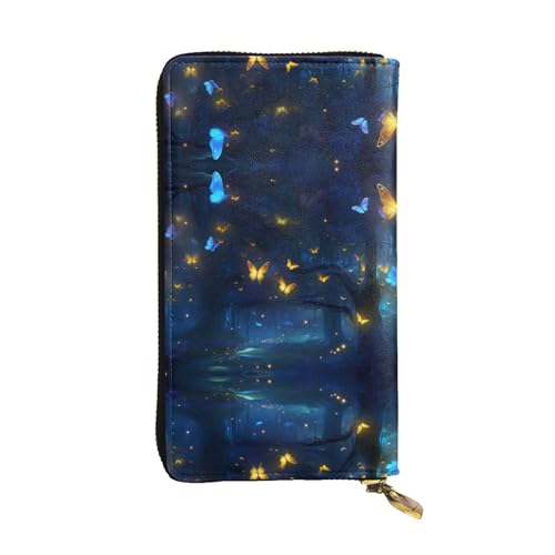 Langes Portemonnaie aus Leder mit Nachtmuster (19,1 x 10,4 cm), extra großes Multifunktionsfach, tolles Geschenk von WZYCWB