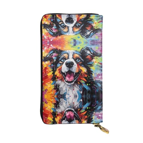 Langes Portemonnaie aus Leder mit Ölgemälde-Motiv, 19,1 x 10,4 cm, extra großes Multifunktionsfach, tolles Geschenk von WZYCWB