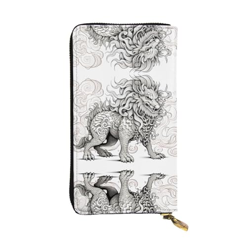Langes Portemonnaie aus Leder mit mythologischem Tiermuster, 19,1 x 10,4 cm, extra großes Multifunktionsfach, tolles Geschenk von WZYCWB