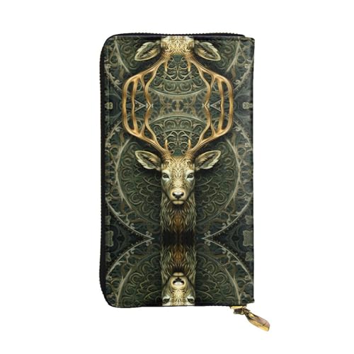 Langes Portemonnaie aus natürlichem hellem Hirschkopf-Muster, Leder, 19,1 x 10,4 cm, extra großes Multifunktionsfach, tolles Geschenk von WZYCWB