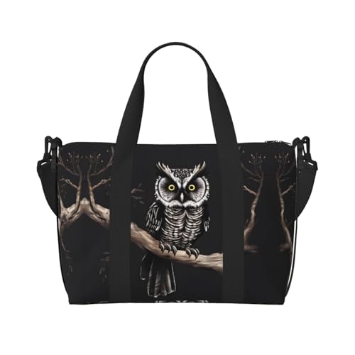 Late Night Owl Damen Handheld Crossbody Reisetasche Casual Handtasche mit Reißverschluss Geeignet für Arbeit Reisen Fitness Reisen Schwarz Einheitsgröße Late Night Owl Damen Handheld Crossbody Reisetasche Casual Handtasche mit Reißverschluss Geeignet für Arbeit Reisen Fitness Reisen Schwarz Einheitsgröße von WZYCWB