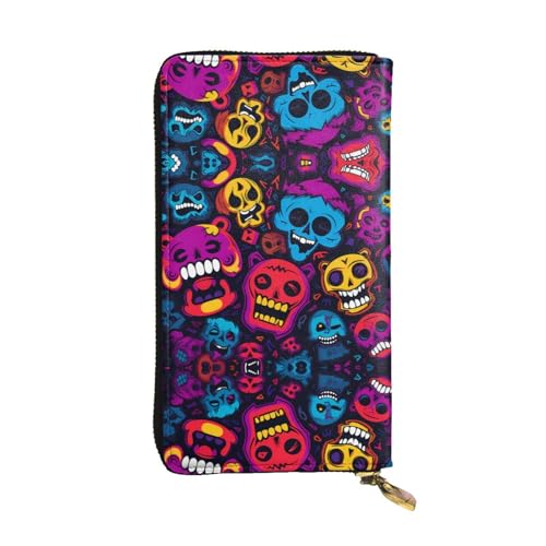 Laugh Heart gemusterte lange Geldbörse aus Leder (19,1 x 10,4 cm), extra großes Multifunktionsfach, tolles Geschenk von WZYCWB