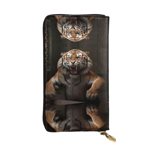 Leaping Tiger gemusterte lange Geldbörse aus Leder (19,1 x 10,4 cm) | extra großes Multifunktionsfach | tolles Geschenk von WZYCWB
