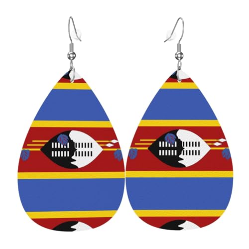 Lederohrringe mit Swasiland-Flagge, europäischer und amerikanischer Stil, Ohrringe für junge Frauen, Geburtstagsgeschenke/Valentinstagsgeschenke Lederohrringe mit Swasiland-Flagge, europäischer und amerikanischer Stil, Ohrringe für junge Frauen, Geburtstagsgeschenke/Valentinstagsgeschenke von WZYCWB