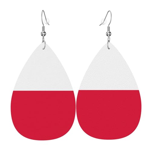 Lederohrringe mit polnischer Flagge, europäischer und amerikanischer Stil für junge Frauen, Geburtstagsgeschenke/Valentinstagsgeschenke Lederohrringe mit polnischer Flagge, europäischer und amerikanischer Stil für junge Frauen, Geburtstagsgeschenke/Valentinstagsgeschenke von WZYCWB