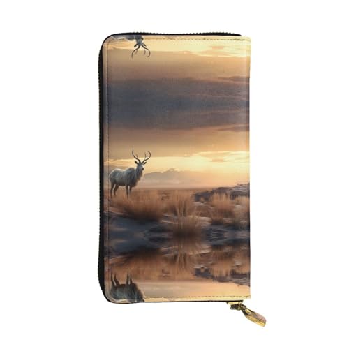 Lonely Animals gemusterte lange Geldbörse aus Leder (19,1 x 10,4 cm), extra großes Multifunktionsfach, tolles Geschenk von WZYCWB