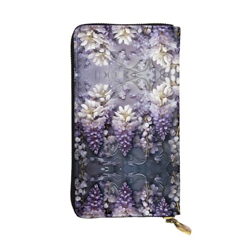 Lots of Violets gemusterte lange Geldbörse aus Leder (19,1 x 10,4 cm), extra großes Multifunktionsfach, tolles Geschenk von WZYCWB