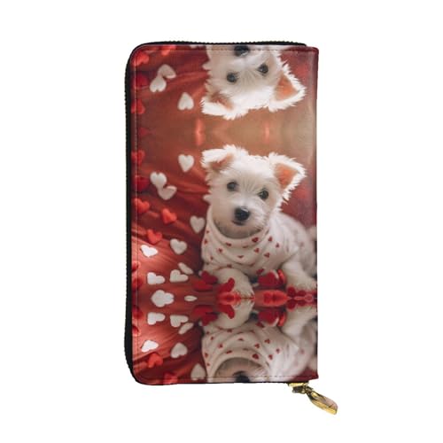 Love Card Fancy Puppy gemusterte lange Geldbörse aus Leder (19,1 x 10,4 cm), extra großes Multifunktionsfach, tolles Geschenk von WZYCWB