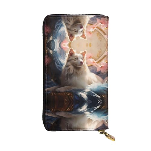Lying Pet Dog gemusterte lange Geldbörse aus Leder (19,1 x 10,4 cm) | extra großes Multifunktionsfach | tolles Geschenk von WZYCWB