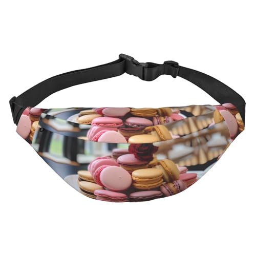 Macaron-Dessert-Reise-Hüfttasche, geeignet für Sport, Laufen, Radfahren, Reisen, Angeln, Jungen, große Crossbody-Hüfttasche von WZYCWB