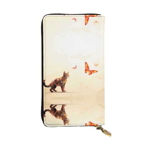 Magic Cat gemusterte lange Geldbörse aus Leder (19,1 x 10,4 cm), extra großes Multifunktionsfach, tolles Geschenk von WZYCWB