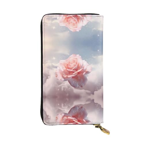 Magic Rose gemusterte lange Geldbörse aus Leder (19,1 x 10,4 cm), extra großes Multifunktionsfach, tolles Geschenk von WZYCWB
