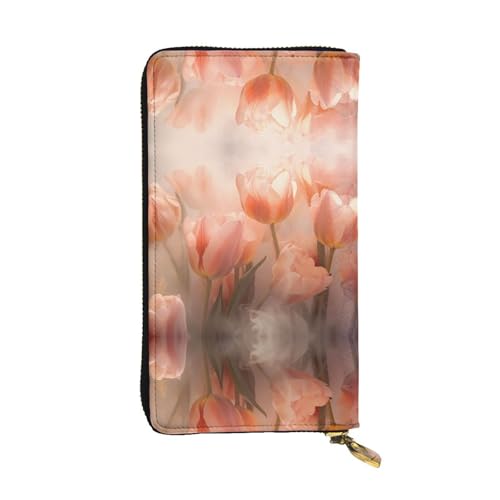 Magic Tulips gemusterte lange Geldbörse aus Leder (19,1 x 10,4 cm), extra großes Multifunktionsfach, tolles Geschenk von WZYCWB