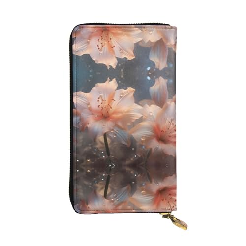 Magic Zinnoberrot gemusterte lange Geldbörse aus Leder (19,1 x 10,4 cm), extra großes Multifunktionsfach, tolles Geschenk von WZYCWB