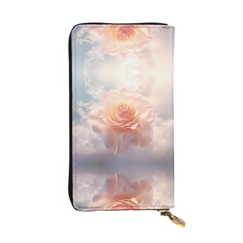 Magical White Roses Patterned Leather Long Wallet (19,1 x 10,4 cm) | Extra großes Multifunktionsfach | tolles Geschenk von WZYCWB
