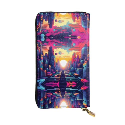 Magnificent City gemusterte lange Geldbörse aus Leder (19,1 x 10,4 cm), extra großes Multifunktionsfach, tolles Geschenk von WZYCWB