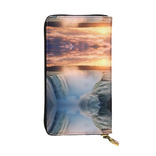 Magnificent Waterfalls gemusterte lange Geldbörse aus Leder (19,1 x 10,4 cm), extra großes Multifunktionsfach, tolles Geschenk von WZYCWB