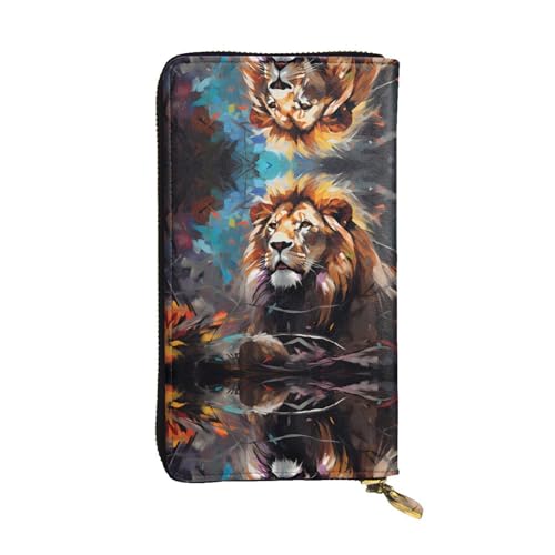 Majestic and Majestic Lion Patterned Leather Long Wallet (19,1 x 10,4 cm) | Extra großes Multifunktionsfach | tolles Geschenk von WZYCWB